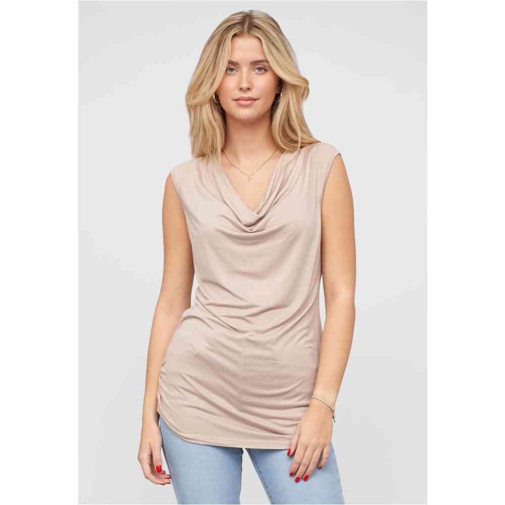 Cloud5ive - Waterfall with lace back Sleeveless top - Beige